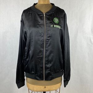 NWT It Works! Crazy Wrap Thing Satin Jacket Black Size Large